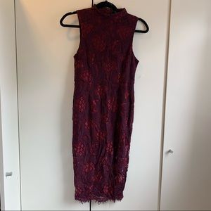 NWT Missguided lace burgundy midi bodycon dress